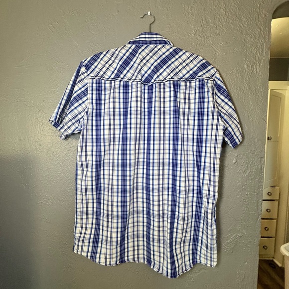 Men's Western Blue Plaid Shirt - Picture 5 of 5